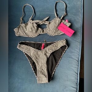 Betsey Johnson NWT Gingham Black and White Bikini size small